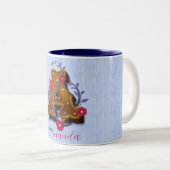 Letter A Wooden Alphabet – Floral 3D Initial ツートーンマグカップ (正面右)