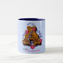 Letter A Wooden Alphabet – Floral 3D Initial ツートーンマグカップ
