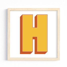 Letter Art Poster, H Monogram, Bold Type Initial  ポスター