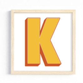 Letter Art Poster, K Monogram, Bold Type Initial  ポスター