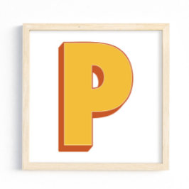 Letter Art Poster, P Monogram, Bold Type Initial  ポスター