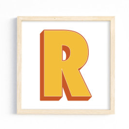 Letter Art Poster, R Monogram, Bold Type Initial  ポスター