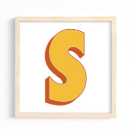 Letter Art Poster, S Monogram, Bold Type Initial  ポスター