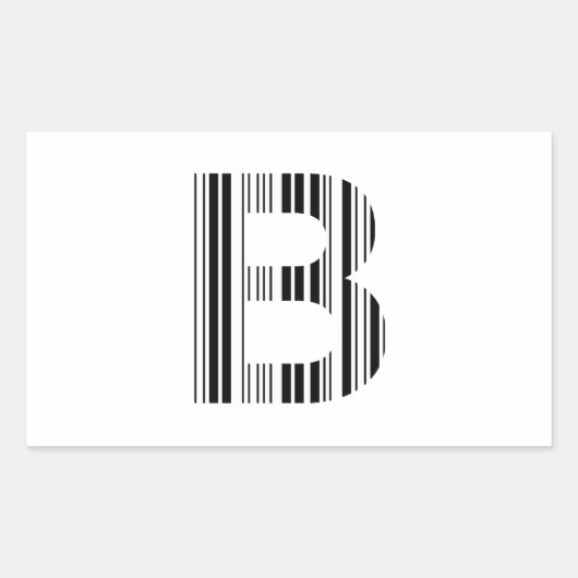 LETTER Bバーコード最初のイニシャルバーコードパターン 長方形シール (正面)
