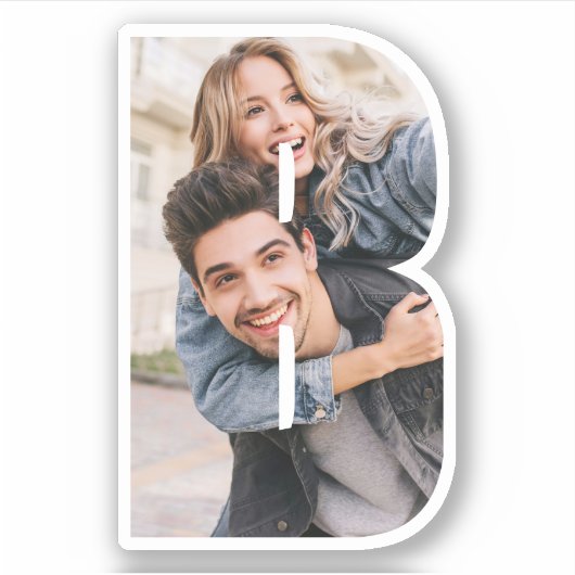 Letter B Alphabet & Photo Custom-Cut Vinyl Sticker シール (正面)