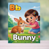 Letter B Alphabet Poster – B is for Bunny – Cute  アクリルサイン (ニュートラル)