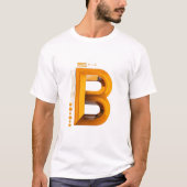Letter B – Amber 3D Monogram on Deep Black Tシャツ (正面)