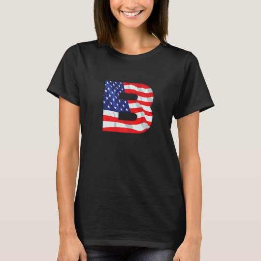 Letter B Capital Alphabet Usa American Flag Monogr Tシャツ (正面)