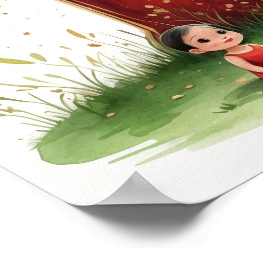 Letter B Fairy Art Poster - Cherry Blossoms ポスター (角)