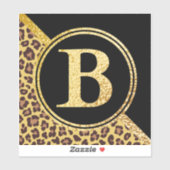 Letter B Monogram Leopard Print Gold and Black シール (シート)