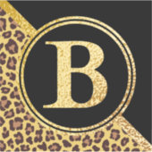 Letter B Monogram Leopard Print Gold and Black シール (正面)