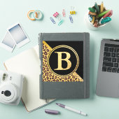 Letter B Monogram Leopard Print Gold and Black シール (iPadカバー)