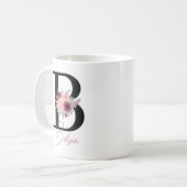 letter b Watercolor floral coffee mug コーヒーマグカップ (正面左)