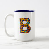 Letter B with sunflowers mug ツートーンマグカップ (左)