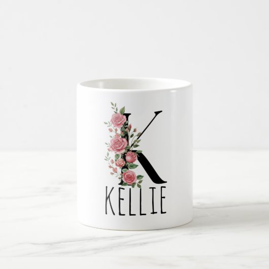 Letter BirthFlower Monogram Name Mug コーヒーマグカップ (中央)