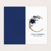 Letter Cネイビーブルー&ピンクマリーナ開花フラワーバス 名刺 (外部フラット)