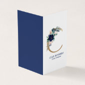 Letter Cネイビーブルー&ピンクマリーナ開花フラワーバス 名刺 (外部)