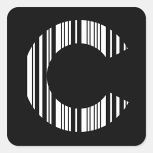 LETTER Cバーコード最初のイニシャルバーコードパターン スクエアシール