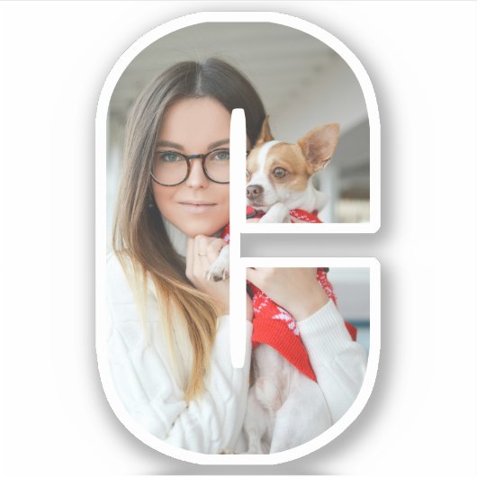 Letter C Alphabet & Photo Custom-Cut Vinyl Sticker シール (正面)