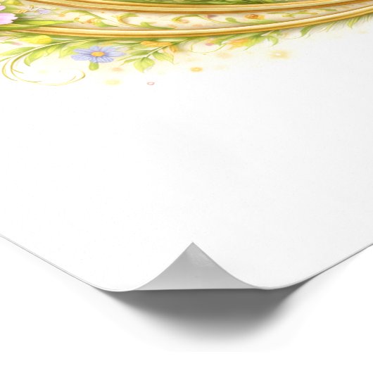 Letter C Gold Spring Nature Monogram Lamb ポスター (角)