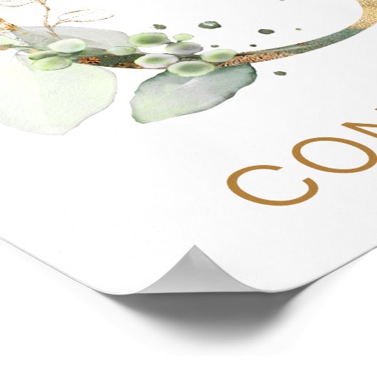 Letter C Monogram Green & gold foliage Nursery ポスター (角)