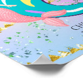 Letter C Monogram Watercolor Cute Mermaid Nursery ポスター (角)