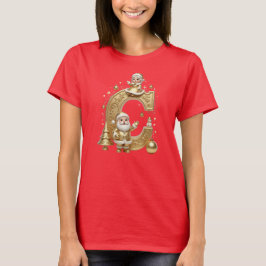 Letter C: Royal Gold Luxury Christmas T-Shirt Tシャツ