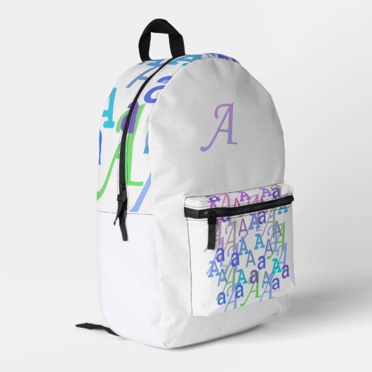 Letter Confetti "A"  プリントバックパック (裏面左端)
