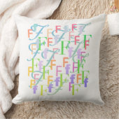 Letter Confetti "F" Throw Pillow クッション (ブランケット)