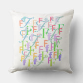 Letter Confetti "F" Throw Pillow クッション (正面)