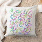 Letter Confetti "G" Throw Pillow クッション (ブランケット)