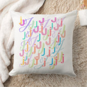 Letter Confetti "J" Throw Pillow クッション (ブランケット)