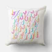 Letter Confetti "J" Throw Pillow クッション (正面)
