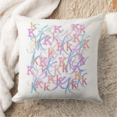 Letter Confetti "K" Throw Pillow クッション (ブランケット)