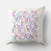 Letter Confetti "K" Throw Pillow クッション (正面)