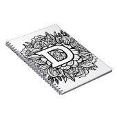 Letter Dパーソナライズされたフローラタトゥー色絵本 ノートブック (右側)