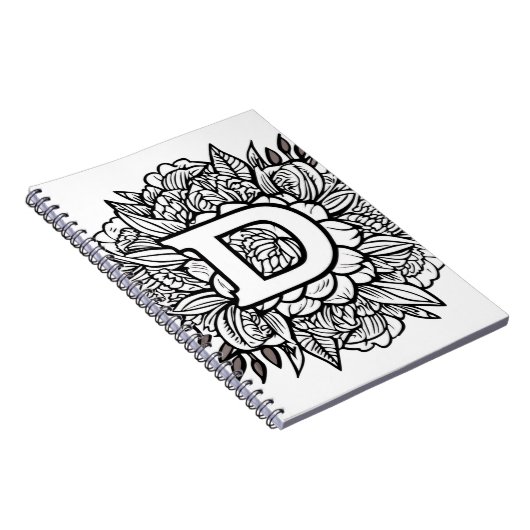 Letter Dパーソナライズされたフローラタトゥー色絵本 ノートブック (右側)
