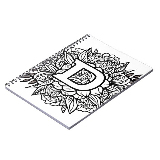 Letter Dパーソナライズされたフローラタトゥー色絵本 ノートブック (左側)
