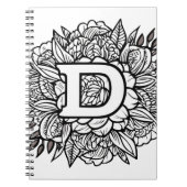Letter Dパーソナライズされたフローラタトゥー色絵本 ノートブック (正面)