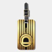 Letter Dモノグラム荷物タグ金ゴールドストライプブラック ラゲッジタグ (正面縦)
