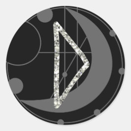 Letter Dルーン文字モノグラム幾何学的ムーンブラック ラウンドシール