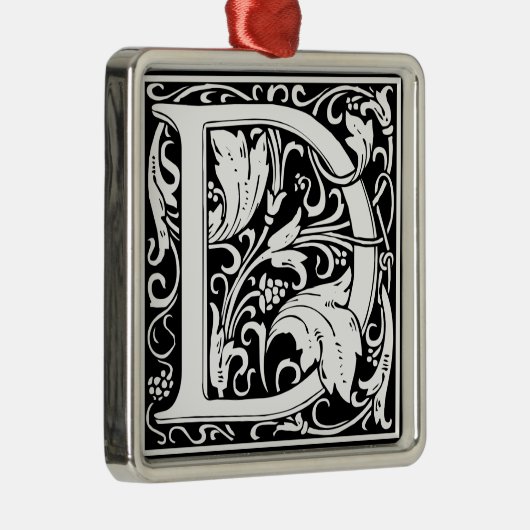 Letter D中世モノグラムヴィンテージイニシャル メタルオーナメント (右)
