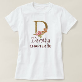 Letter D ゴールド モノグラム ブラッシュピンクのバラの誕生日 Tシャツ