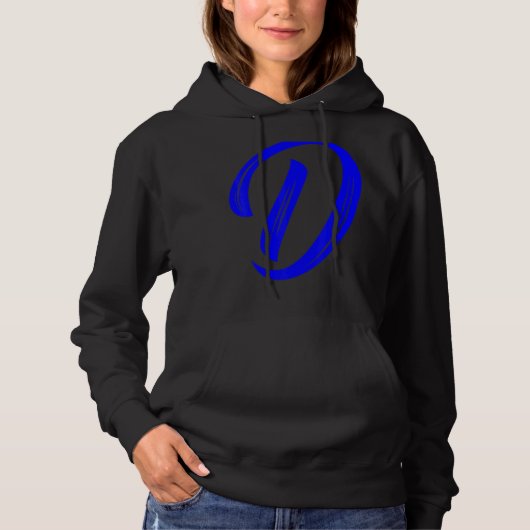 Letter D Alphabet Large Blue Graphic Initial パーカ (正面)