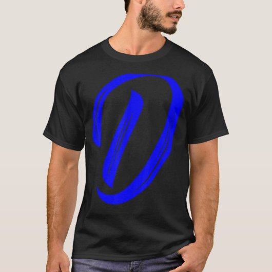 Letter D Alphabet Large Blue Graphic Initial Tシャツ (正面)
