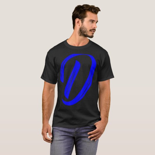 Letter D Alphabet Large Blue Graphic Initial Tシャツ (正面フル)