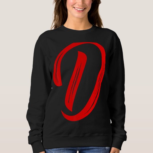 Letter D Alphabet Large Red Graphic Initial スウェットシャツ (正面)