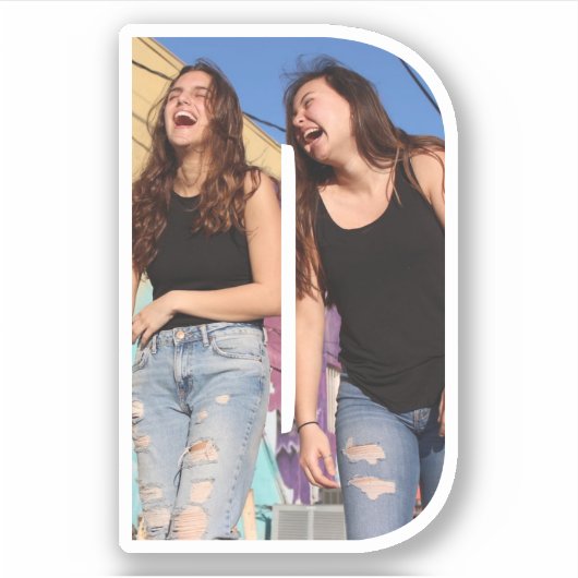 Letter D Alphabet & Photo Custom-Cut Vinyl Sticker シール (正面)