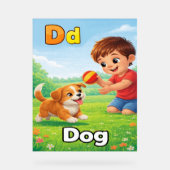 Letter D Alphabet Poster – D is for Dog アクリルサイン (正面)