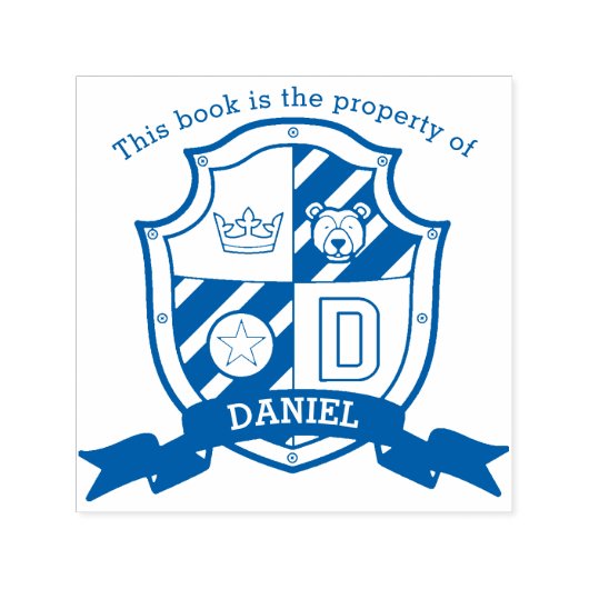 Letter D knight name bear kids library stamp セルフインキングスタンプ (デザイン)